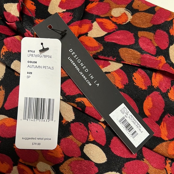 NWT Liverpool Jeans Autumn Petals 3/4 Puff Sleeve Square Neck Blouse Size PS - Picture 5 of 13
